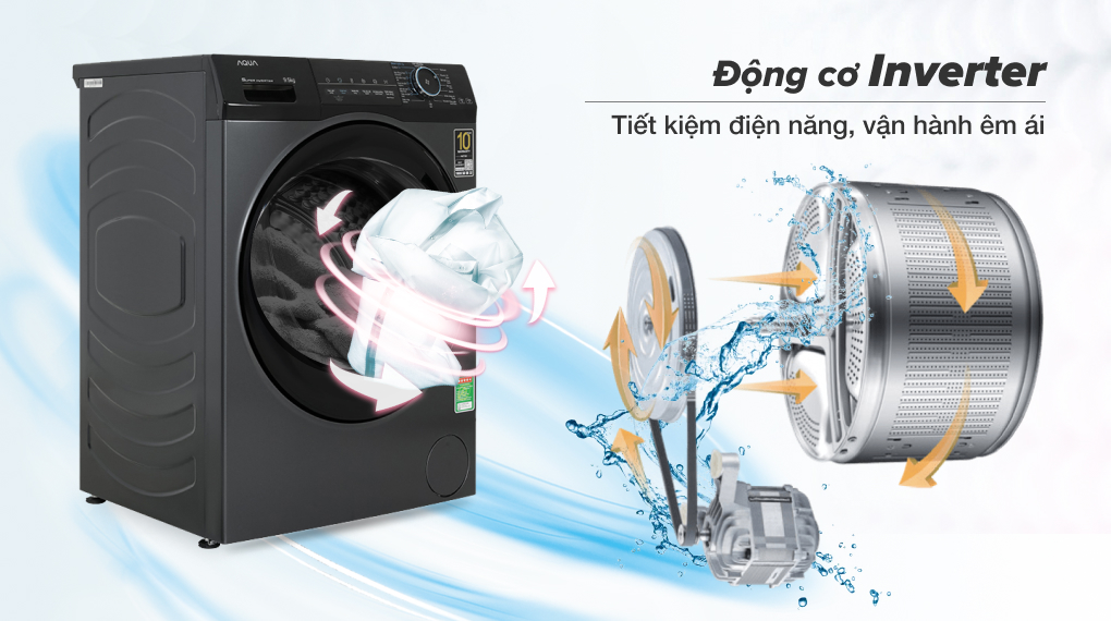 Máy giặt Aqua Inverter 9.5 kg AQD-A952J BK - Công nghệ inverter Máy giặt Aqua Inverter 9.5 kg AQD-A952J BK - Công nghệ inverter