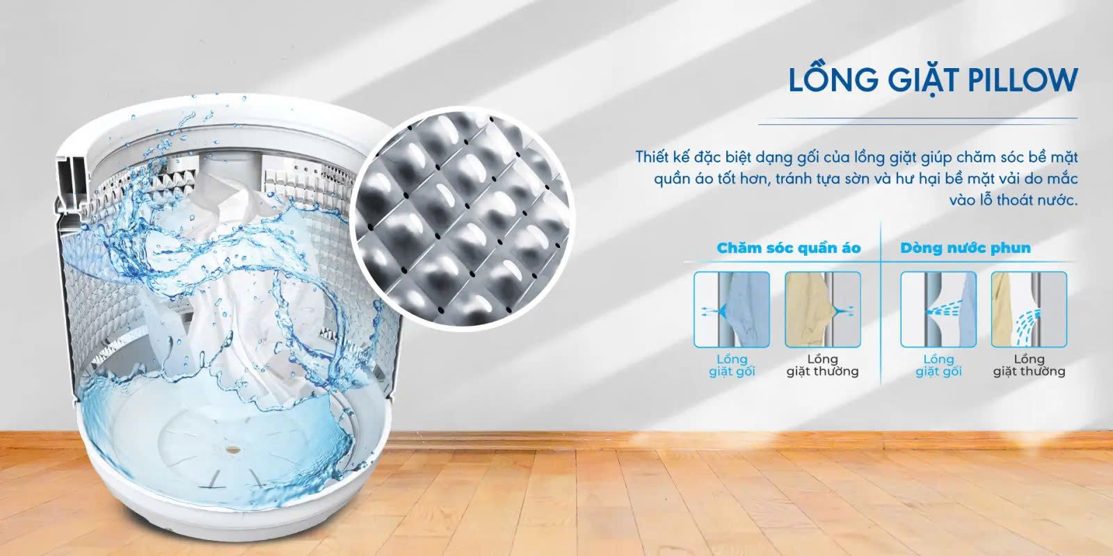 Tổng kho điều hòa, điện máy miền Bắc tại Hà Nội Lồng giặt Pillow đặc biệt thiết kế kiểu gối