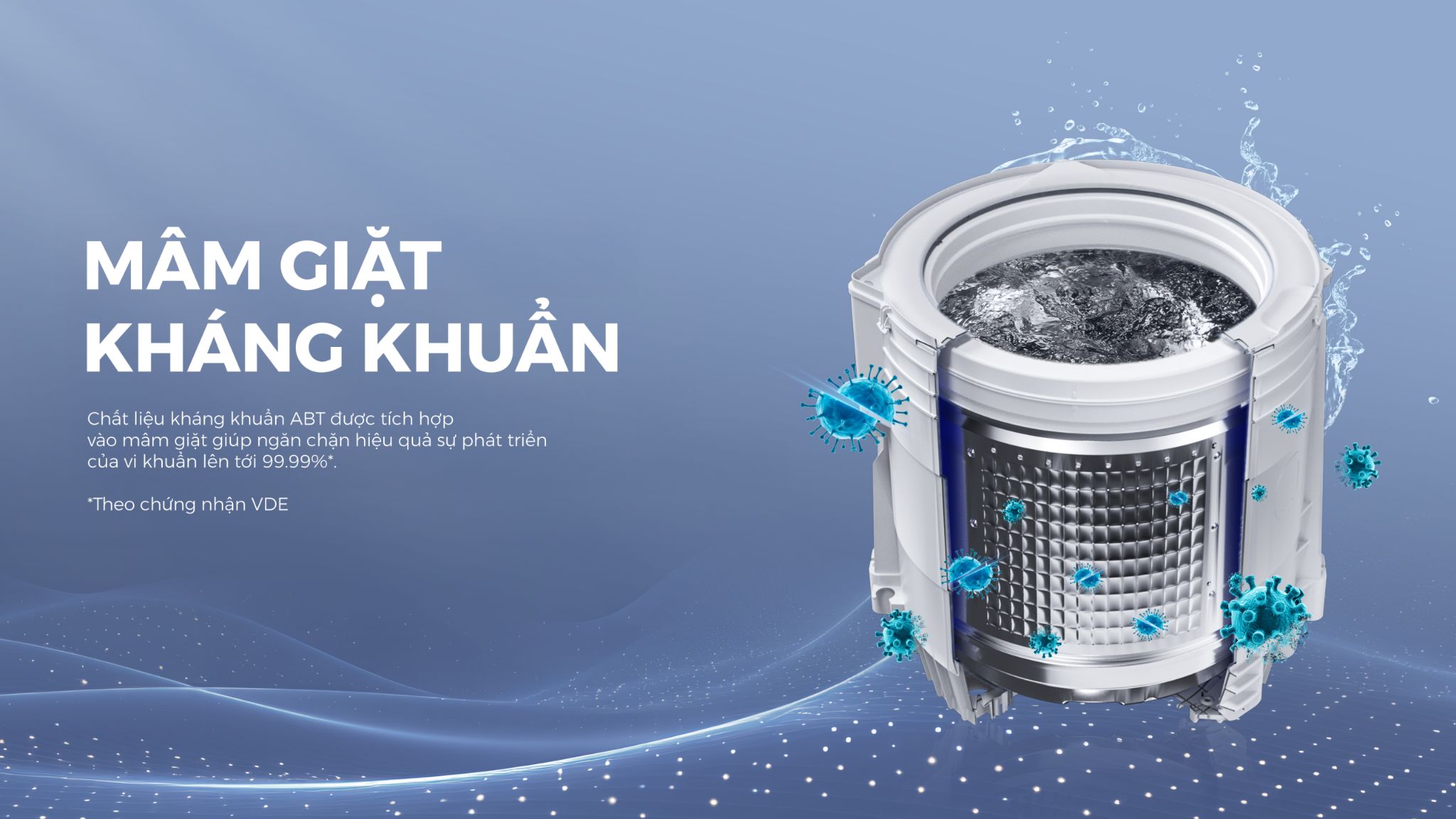 Tổng kho điều hòa, điện máy miền Bắc tại Hà Nội Mâm giặt sử dụng chất liệu kháng khuẩn ABT