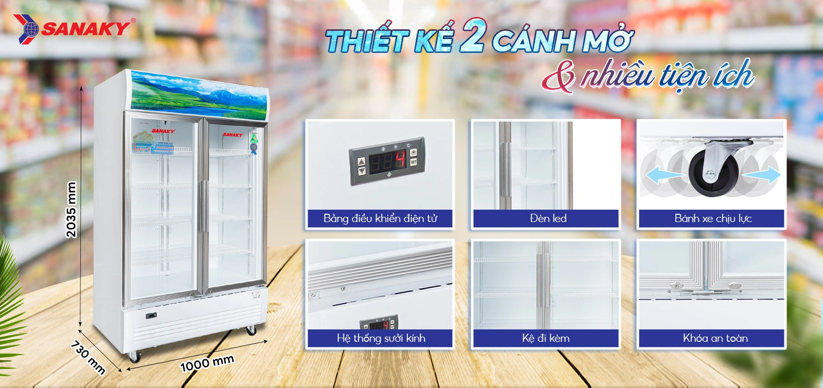 Thiết kế Tủ Mát Sanaky VH-1009HP 2 cánh mở cùng nhiều tiện ích Thiết kế Tủ Mát Sanaky VH-1009HP 2 cánh mở cùng nhiều tiện ích