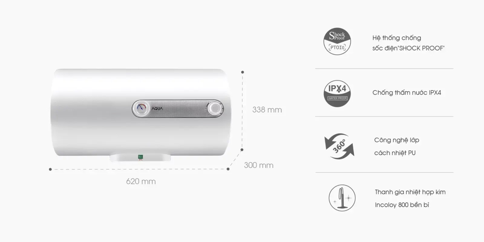 Bình nóng lạnh Aqua 20 lit AES20H- super