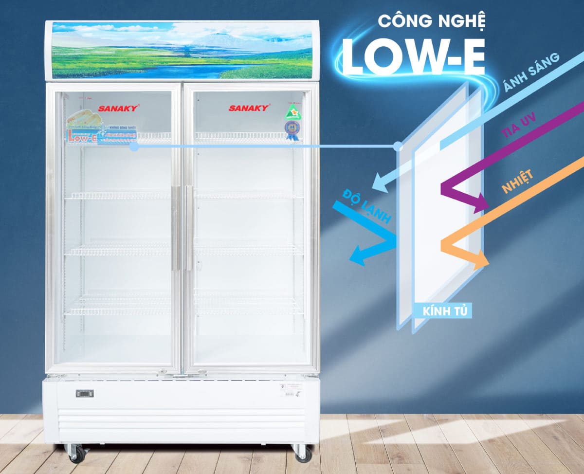 Công nghệ kính Low-E giúp nhiệt độ bên trong tủ duy trì ở mức ổn định