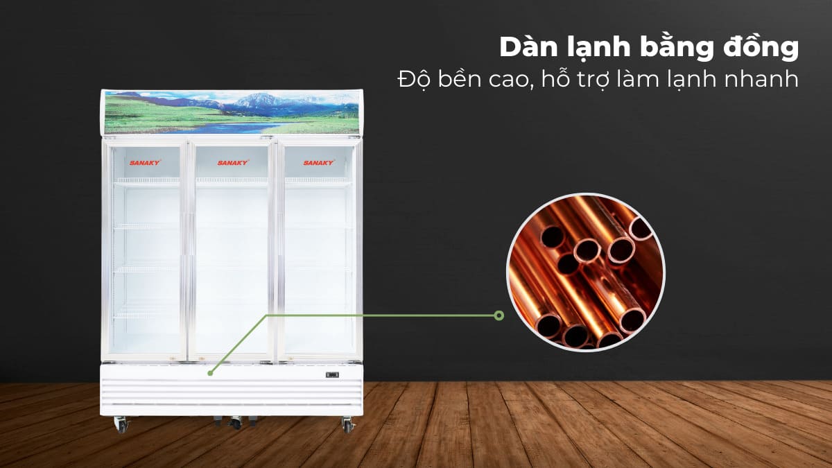 Dàn lạnh bằng đồng giúp tủ làm lạnh nhanh chóng