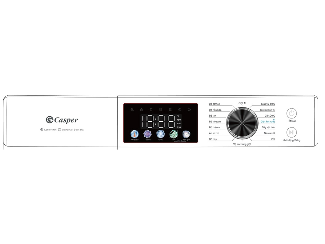 Máy giặt Casper ProWash Inverter 8kg WF-D8VWR1 - META.vn