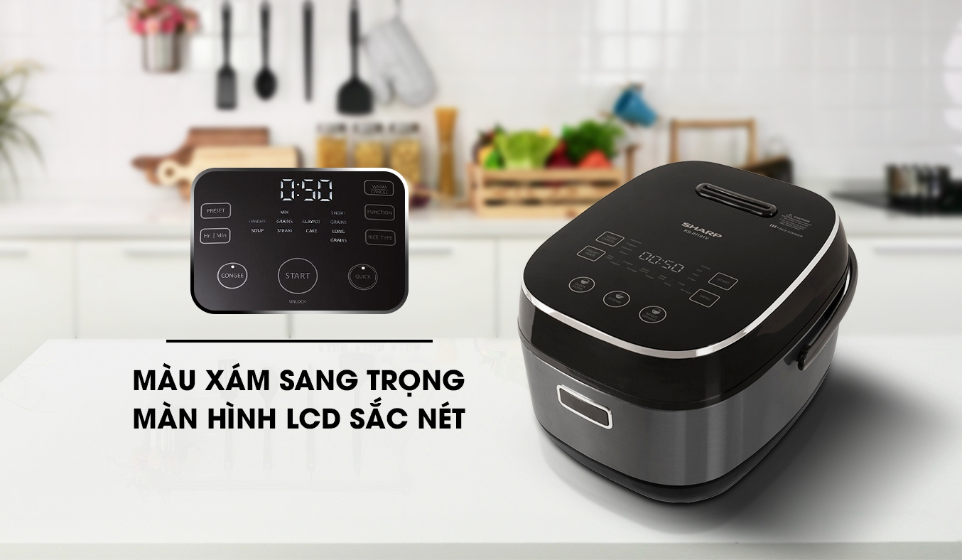 Nồi cơm điện cao tần Sharp 1.8 lít KS-IH191V-BK thiết kế hiện đại