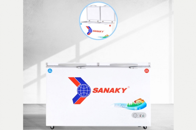 Tủ đông Sanaky VH-5699W1 365 lít có 2 ngăn đông mát với 2 cánh mở