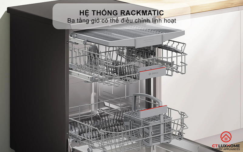 Hệ thống RackMatic với ba tầng giỏ