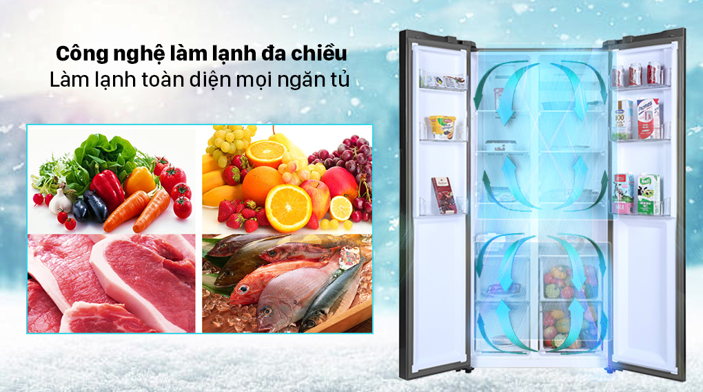 Tủ lạnh Aqua Inverter 480 lít AQR-S480XA(SG) - Làm lạnh đa chiều Tủ lạnh Aqua Inverter 480 lít AQR-S480XA(SG) - Làm lạnh đa chiều