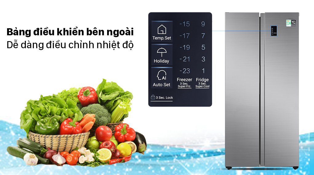 Tủ lạnh Aqua Inverter 480 lít AQR-S480XA(SG) - Bảng điều khiển bên ngoài Tủ lạnh Aqua Inverter 480 lít AQR-S480XA(SG) - Bảng điều khiển bên ngoài