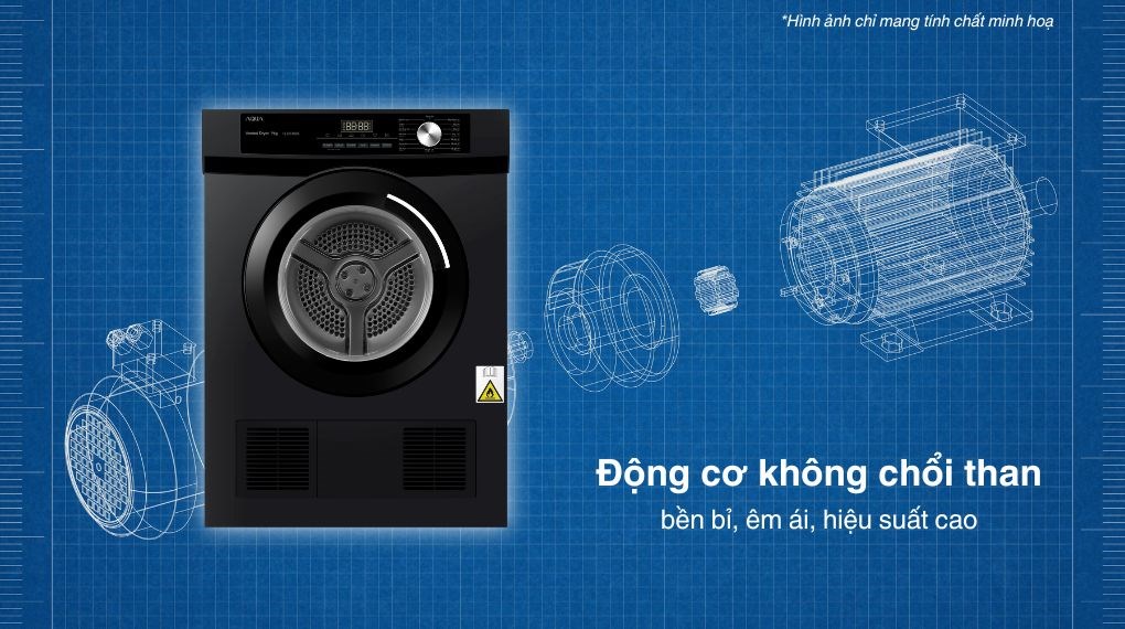 Máy sấy thông hơi Aqua 9 kg AQH-V901K PS - Động cơ không chổi than Máy sấy thông hơi Aqua 9 kg AQH-V901K PS - Động cơ không chổi than